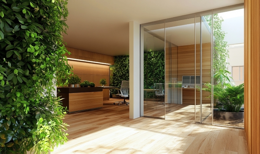 Frameless home glass partition in Dubai living room divider