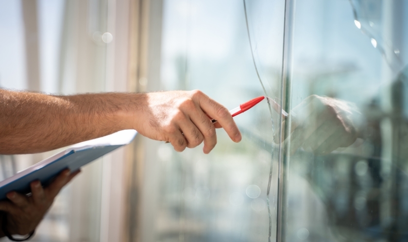 24/7 emergency glass repair technician measuring window for same-day replacement, safe handling, clean finish, UAE-wide service coverage